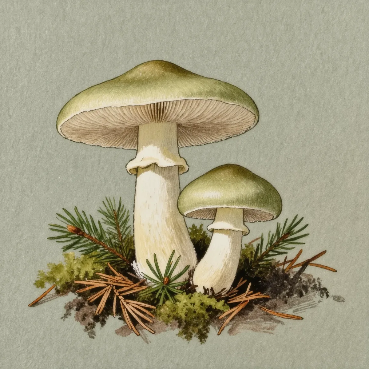 An illustration of wild mushrooms