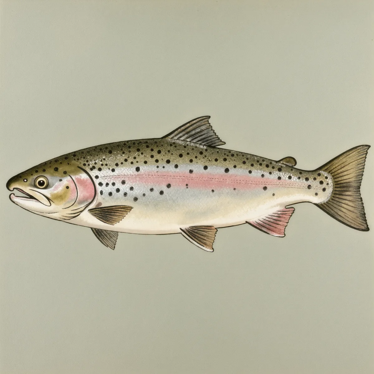 An illustration of a salmon in side profile