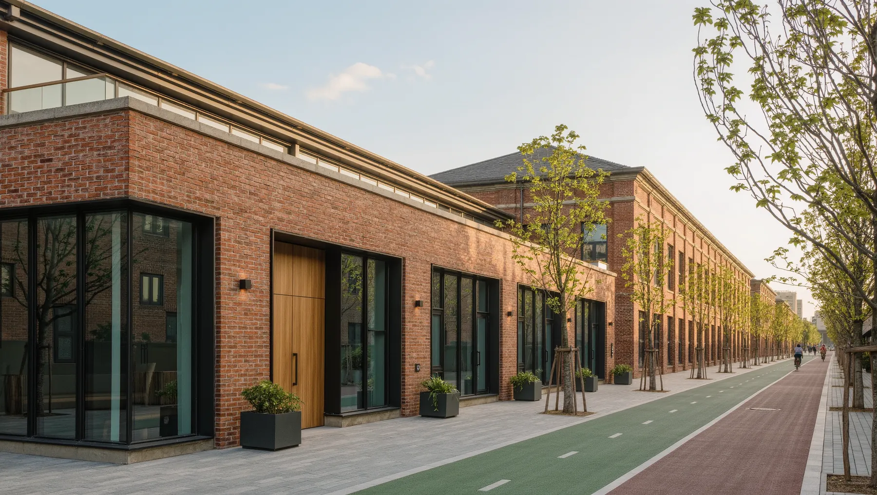 The Tessel South End office, a red brick building beside the Rail Trail